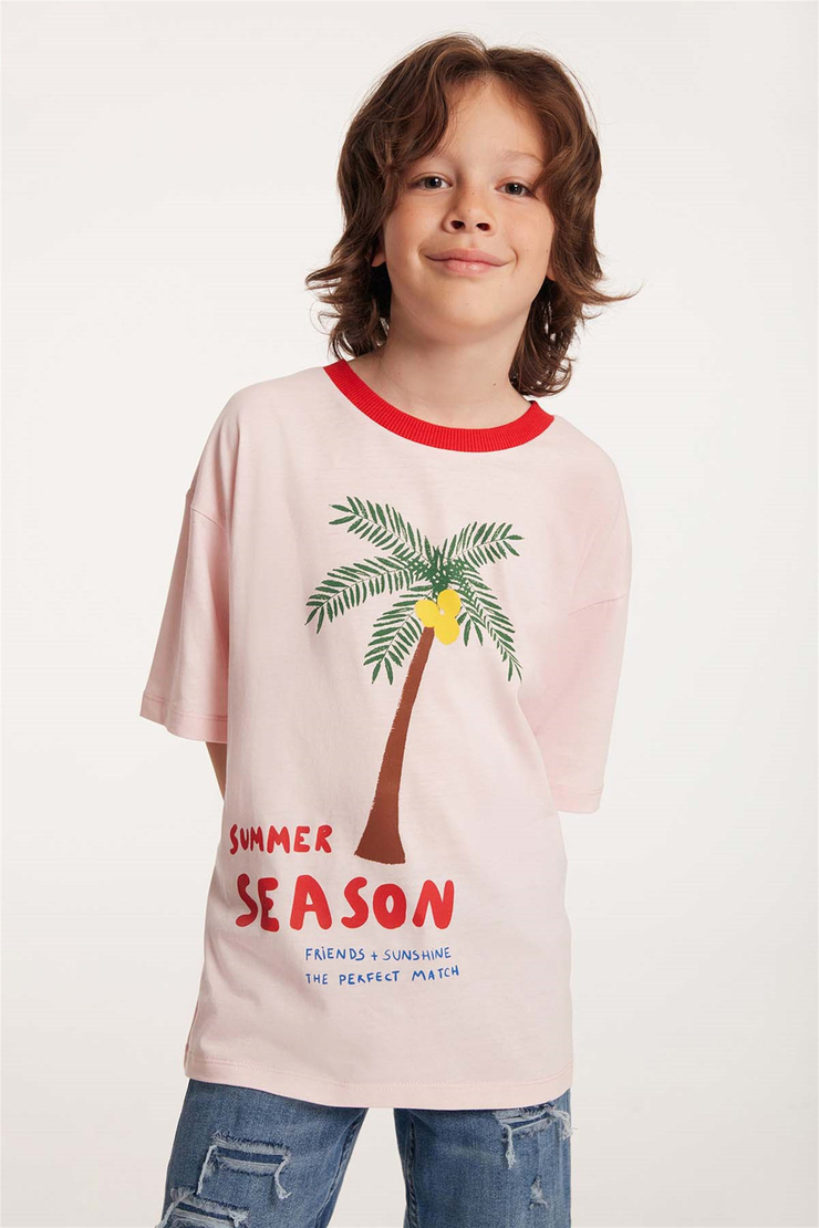 GARY Örme Comfort Fit Pembe  T-Shirt
