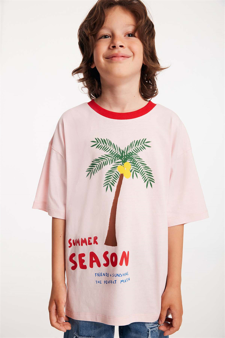 GARY Örme Comfort Fit Pembe  T-Shirt