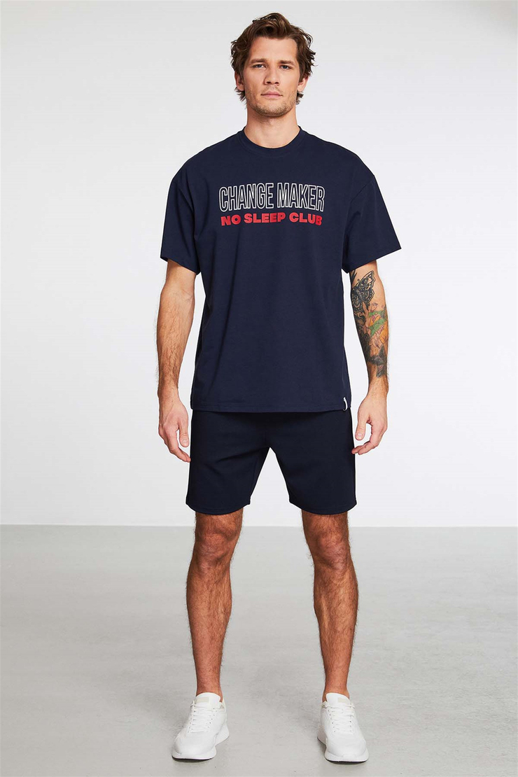 GENTLE Örme Oversize Lacivert  T-Shirt