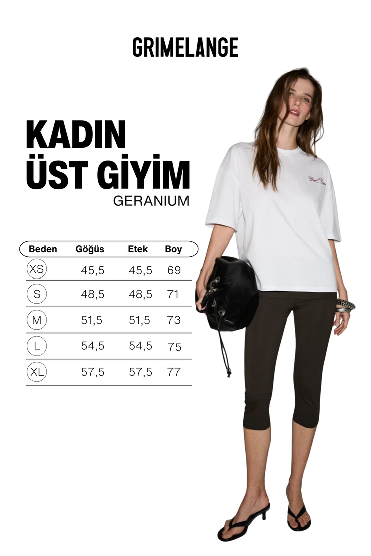 GERANIUM Kadın Yuvarlak Yakalı Organik Pamuklu Baskı Detaylı Beyaz T-Shirt