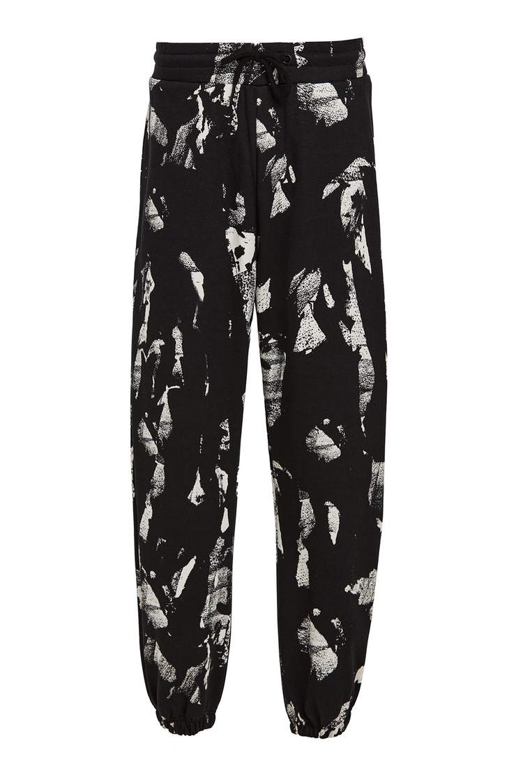 GHOSTED Erkek Siyah Batik Kapüşonlu Comfort Fit Eşofman Takımı