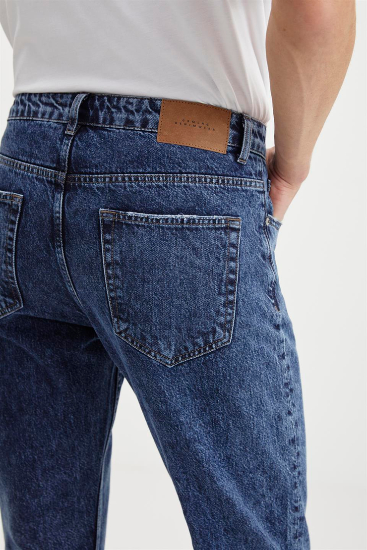 GILBERTO  Regular Mavi Tekli Jeans
