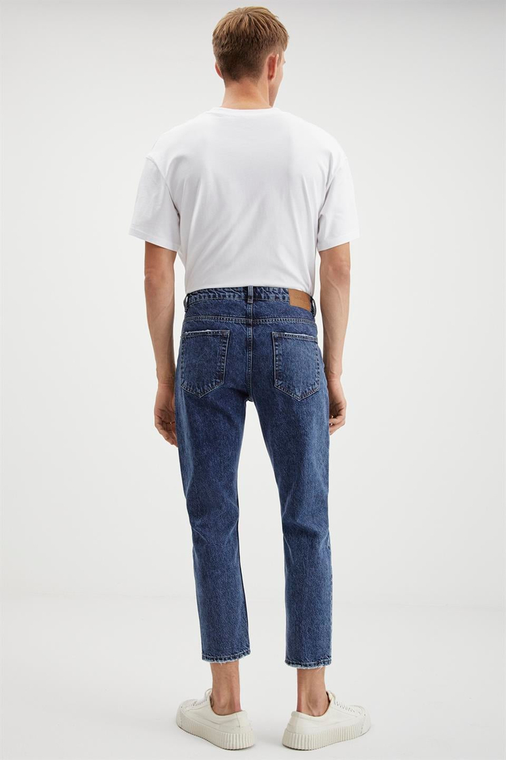 GILBERTO  Regular Mavi Tekli Jeans