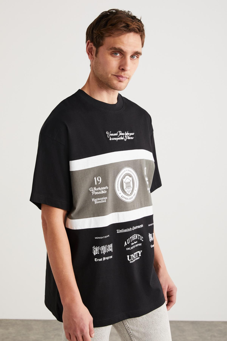 GIO Basic Regular Siyah Tekli T-Shirt