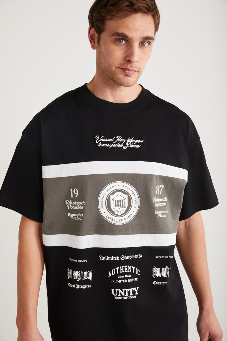 GIO Basic Regular Siyah Tekli T-Shirt