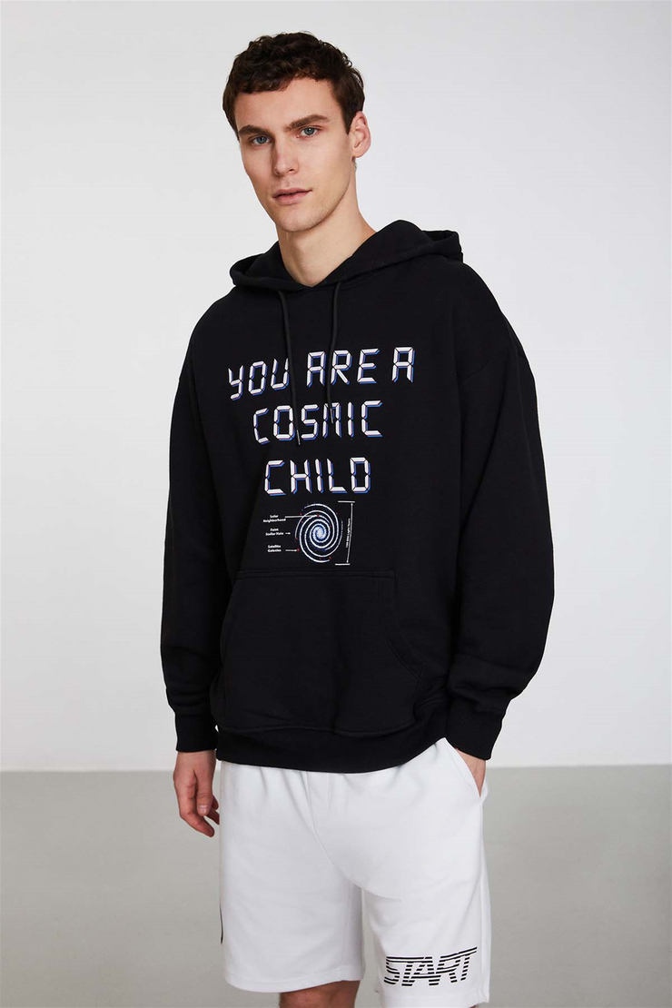 GIVE ME SPACE GALAKTICOS Örme Oversize Siyah  Sweatshirt