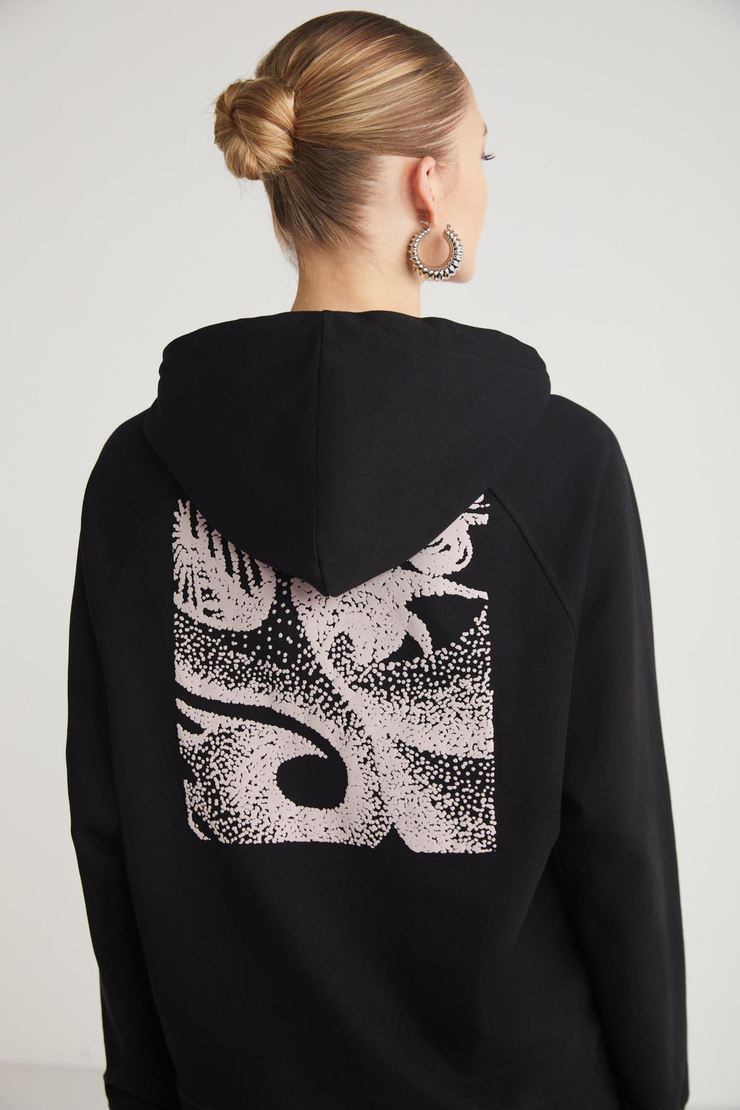 GLACE  Relaxed Siyah Tekli Sweatshirt