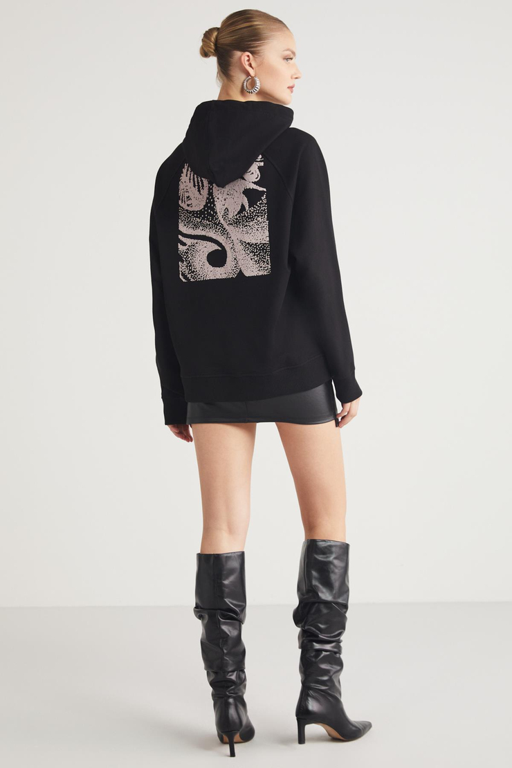 GLACE  Relaxed Siyah Tekli Sweatshirt