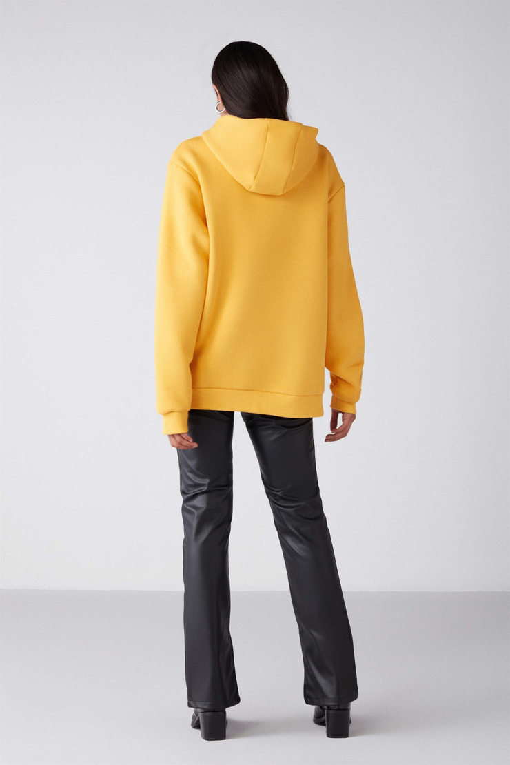GLADA Örme Oversize Sarı  Sweatshirt