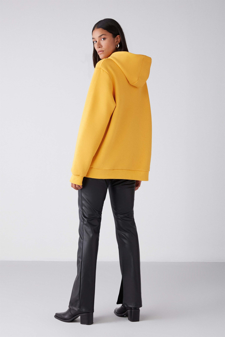 GLADA Örme Oversize Sarı  Sweatshirt