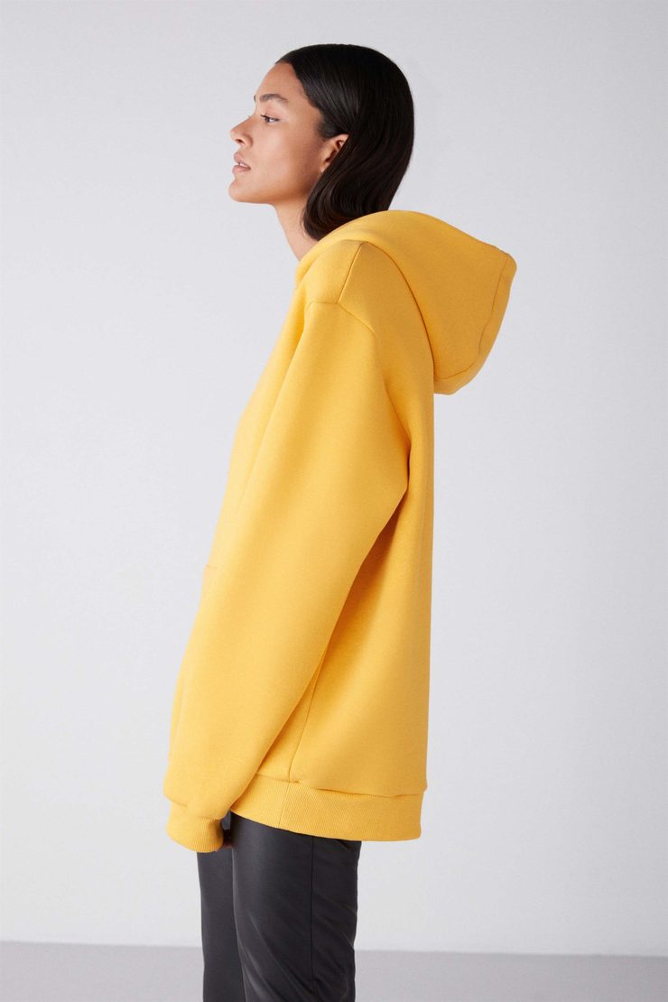 GLADA Örme Oversize Sarı  Sweatshirt