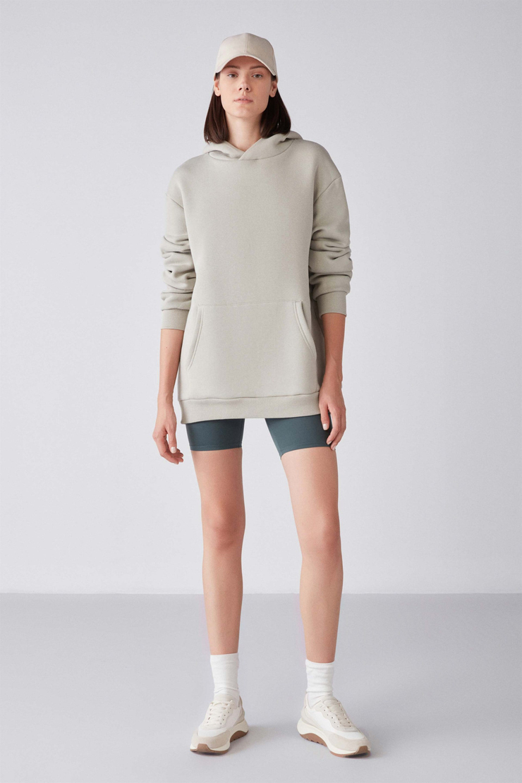 GLADA Örme Oversize Taş Rengi  Sweatshirt