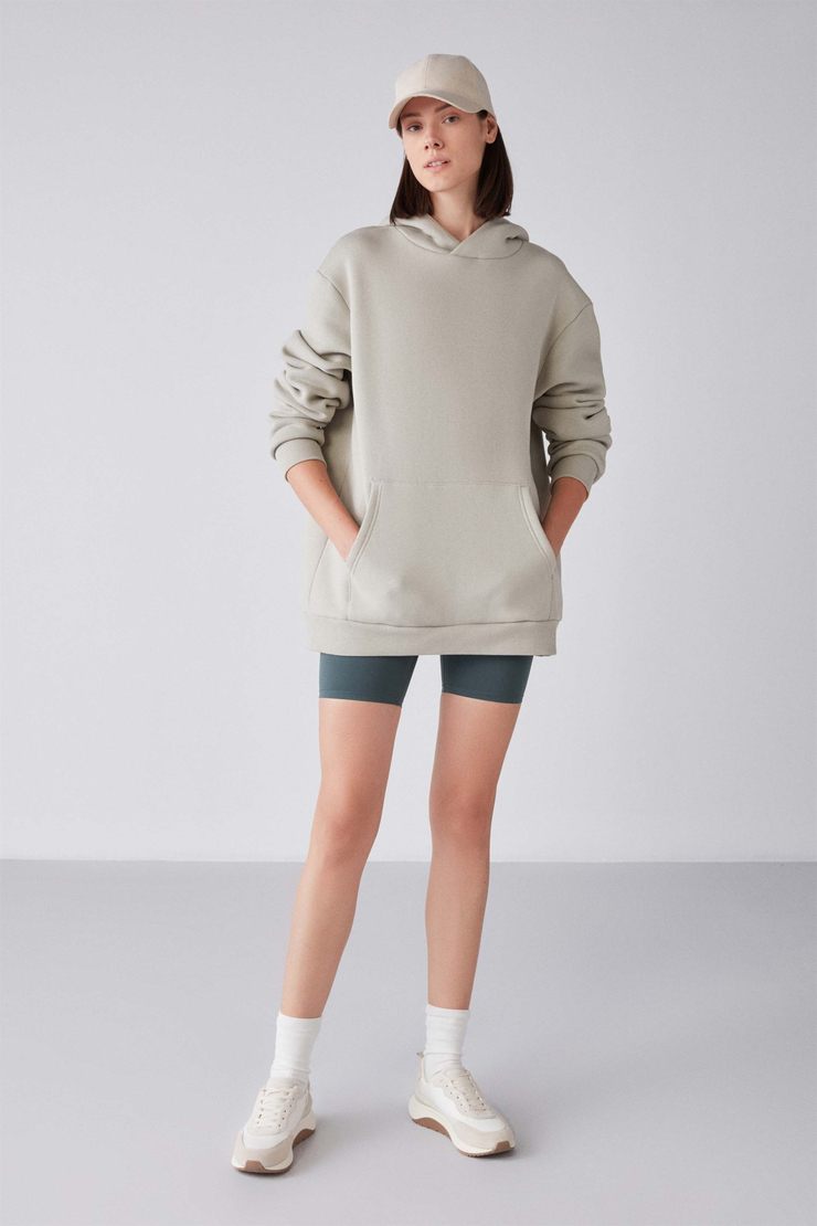 GLADA Örme Oversize Taş Rengi  Sweatshirt