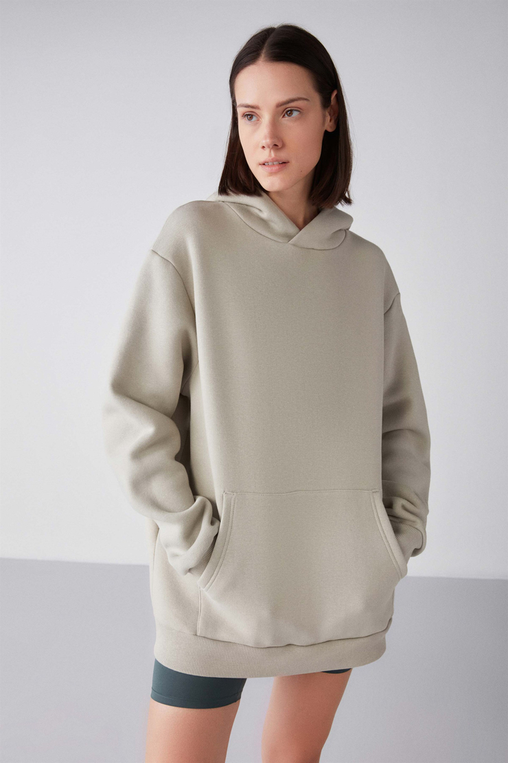 GLADA Örme Oversize Taş Rengi  Sweatshirt