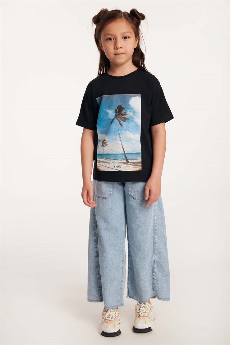 GLOW Örme Regular Fit Siyah  T-Shirt