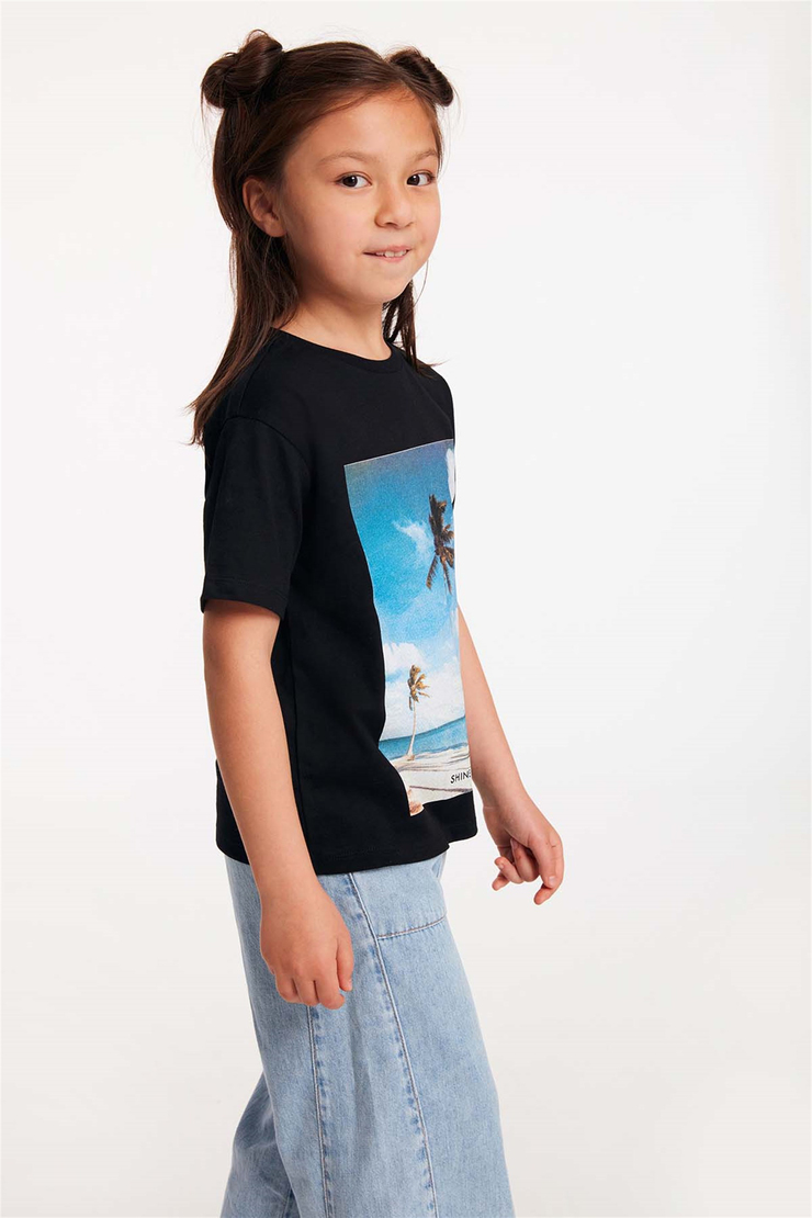 GLOW Örme Regular Fit Siyah  T-Shirt