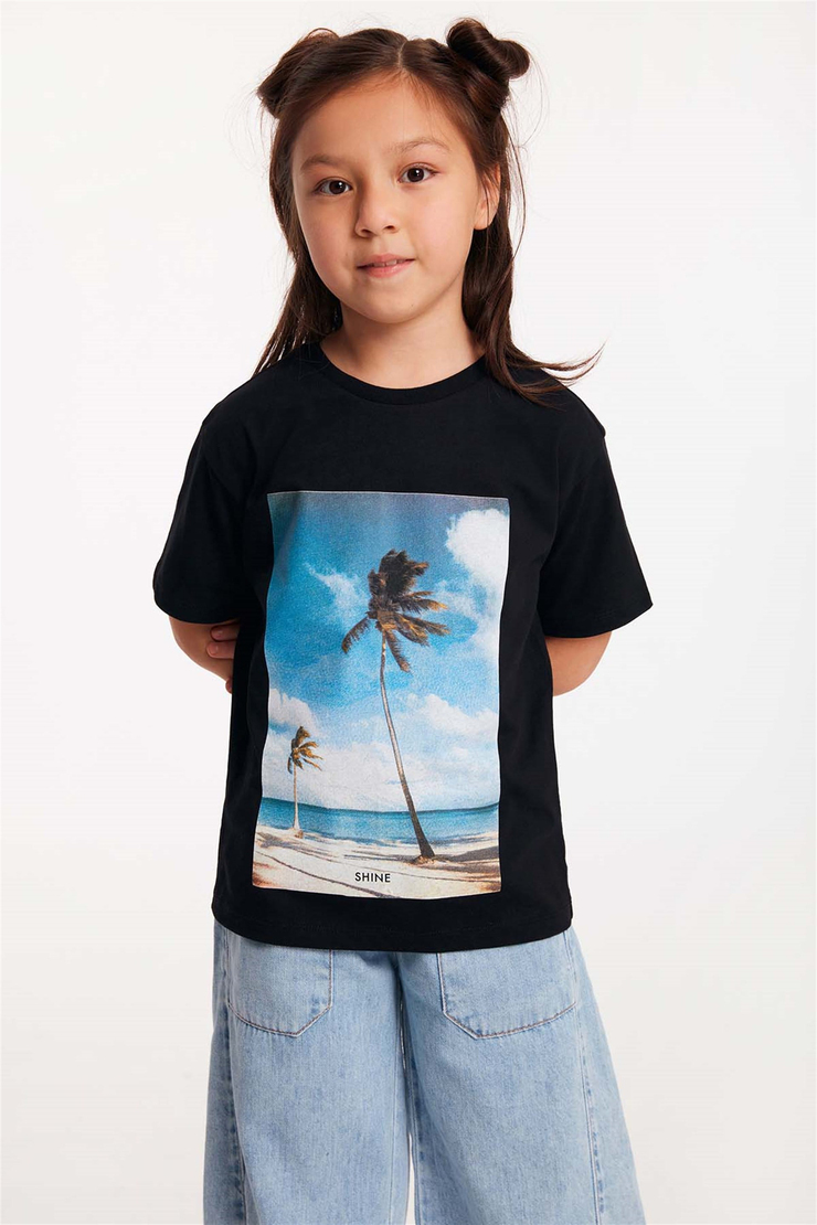GLOW Örme Regular Fit Siyah  T-Shirt