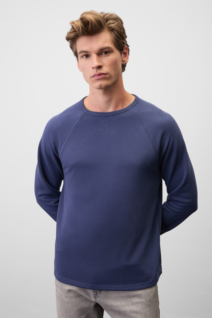 GORMAK Erkek Uzun Kollu Mavi Sweatshirt