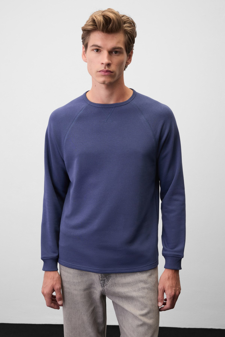 GORMAK Erkek Uzun Kollu Mavi Sweatshirt