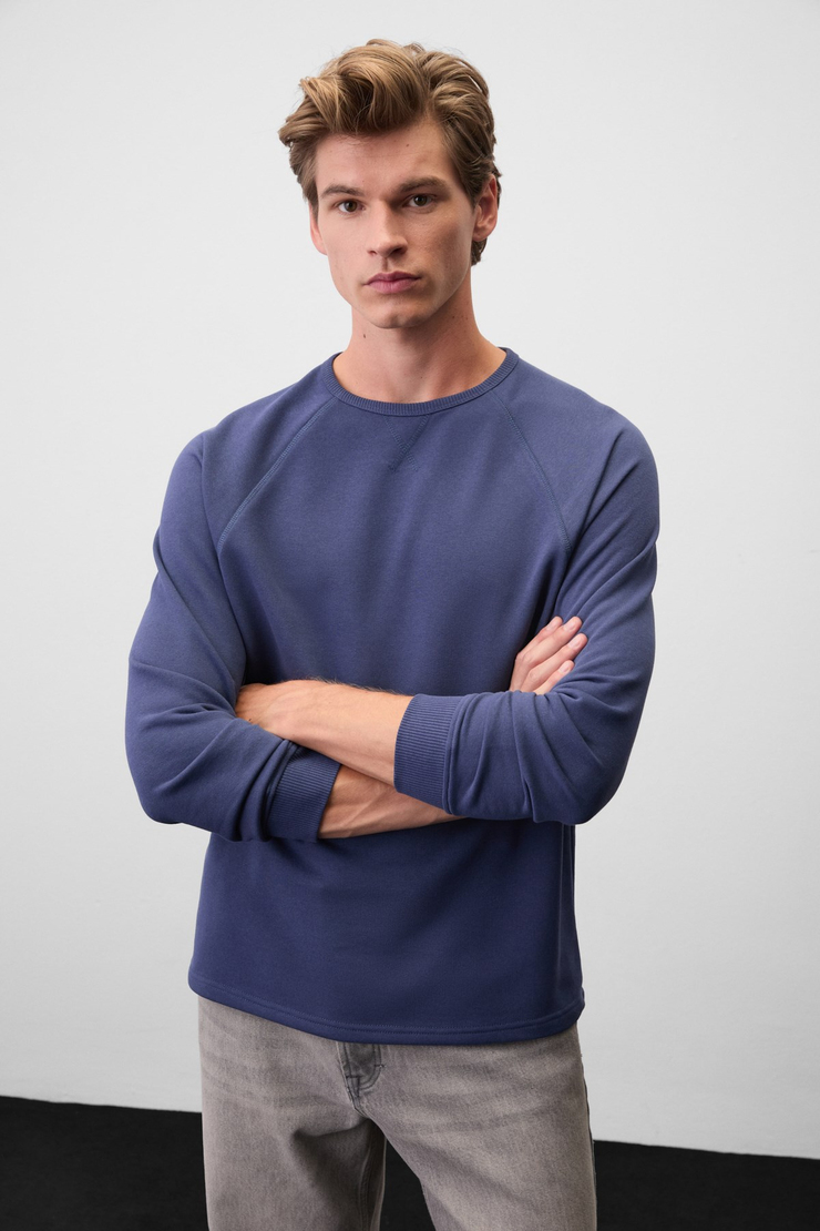 GORMAK Erkek Uzun Kollu Mavi Sweatshirt