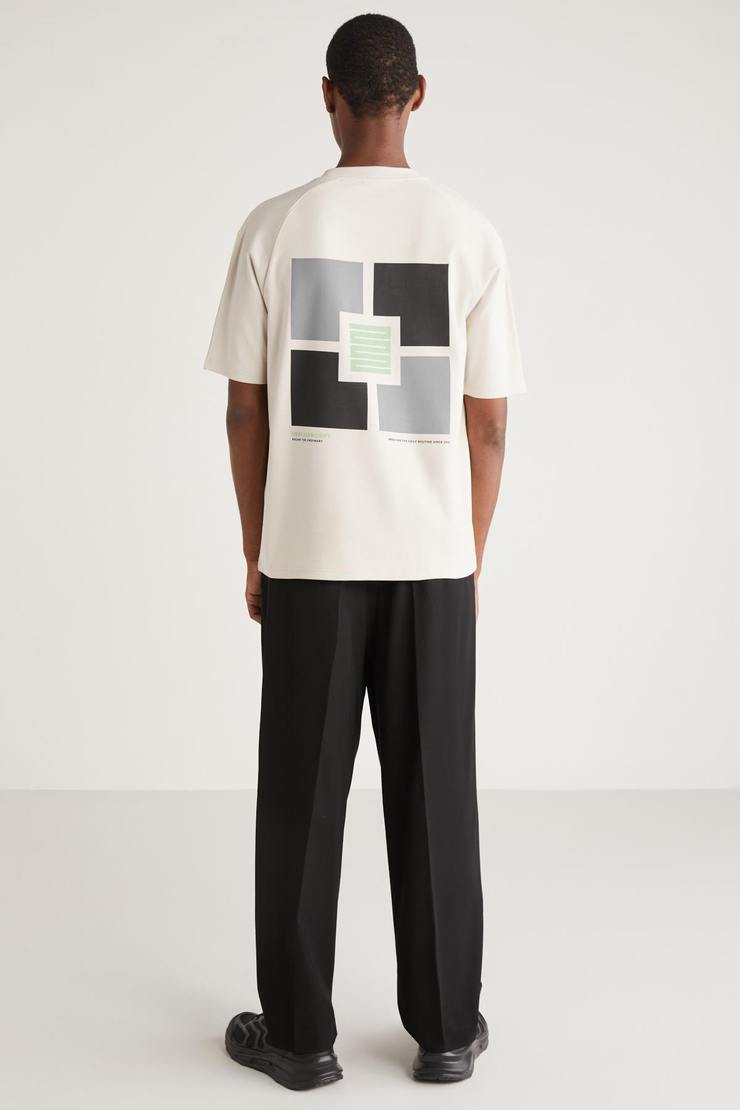 GRAHAM Basic Oversize Gri Tekli T-Shirt