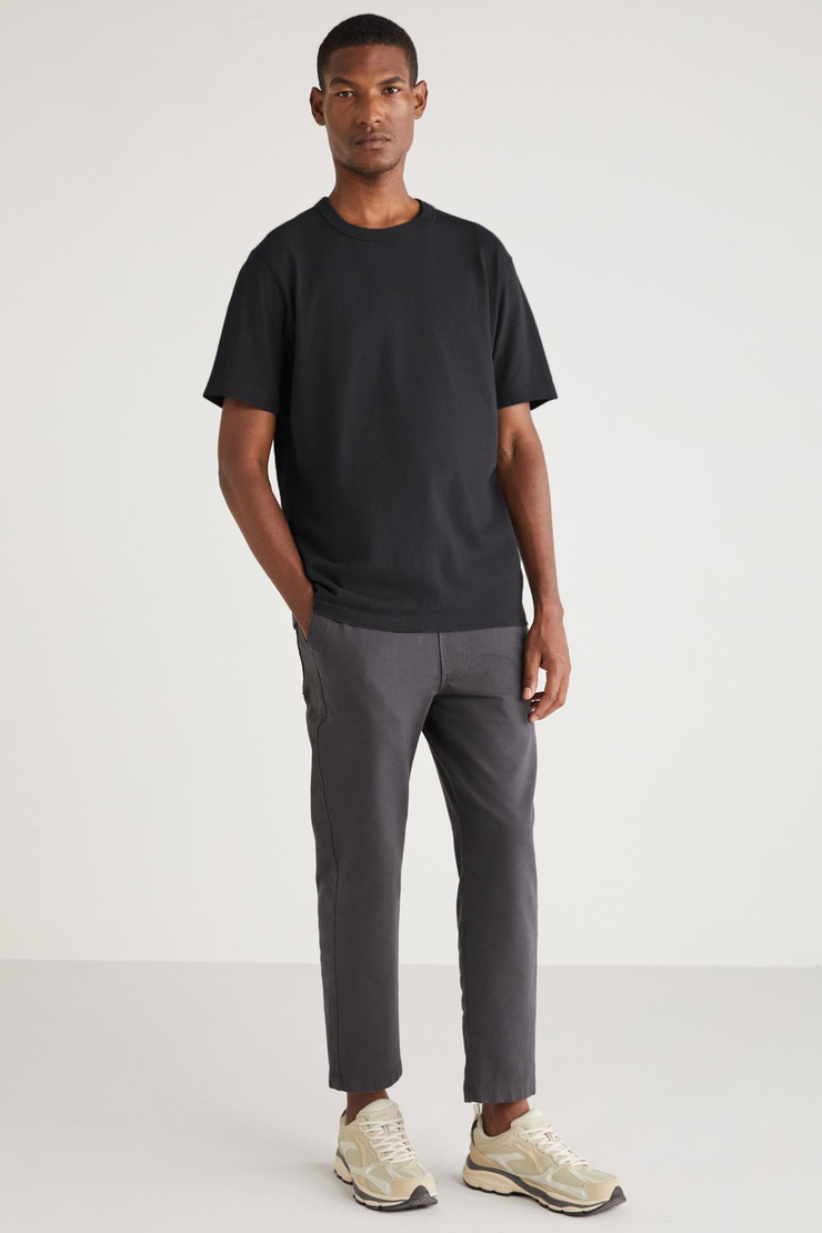 GREG Basic Relaxed Siyah Tekli T-Shirt