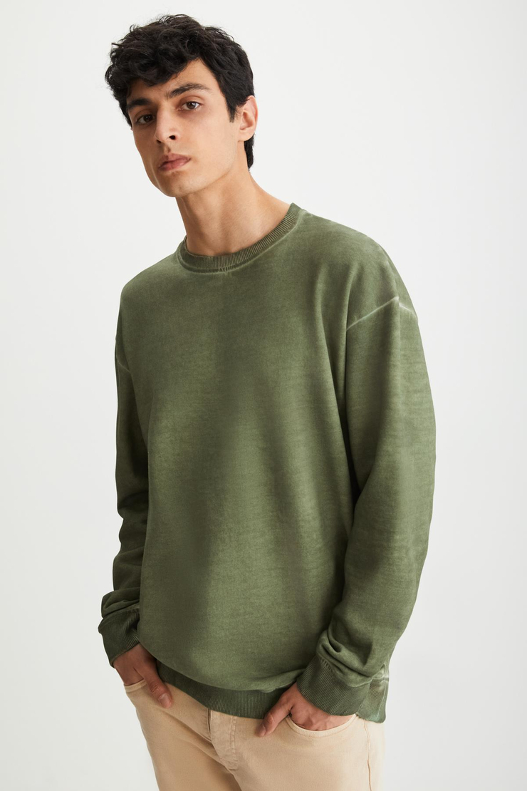 GREGOR Basic Oversize Haki Tekli Sweatshirt