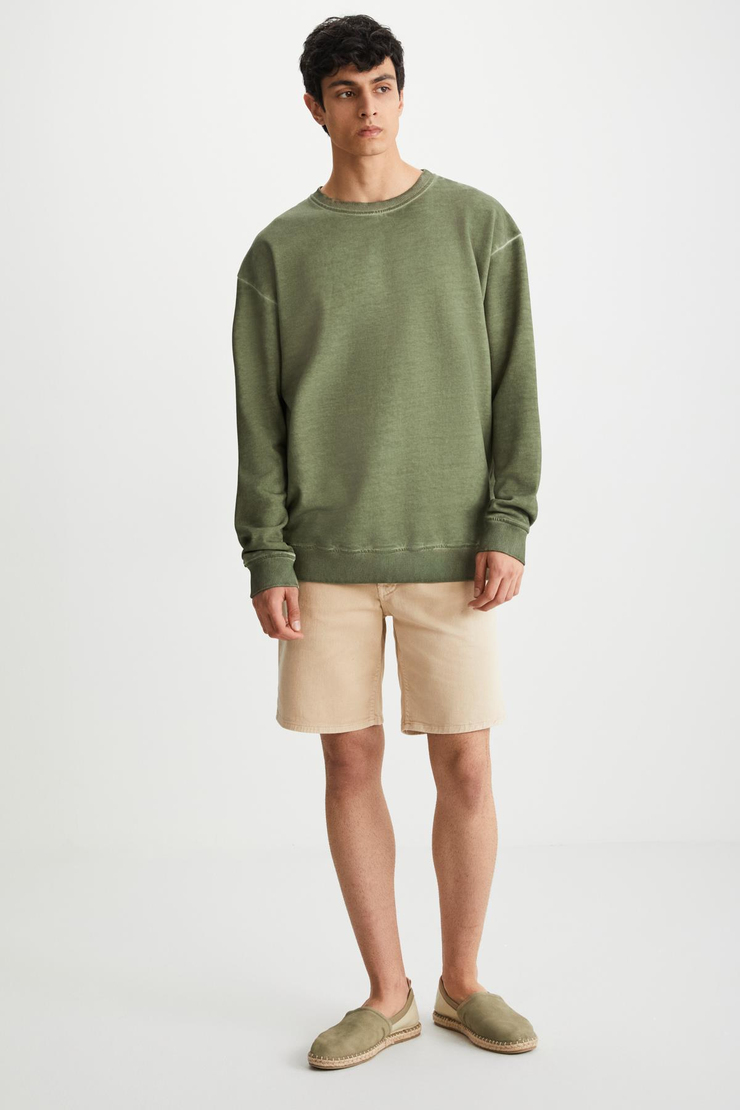 GREGOR Basic Oversize Haki Tekli Sweatshirt