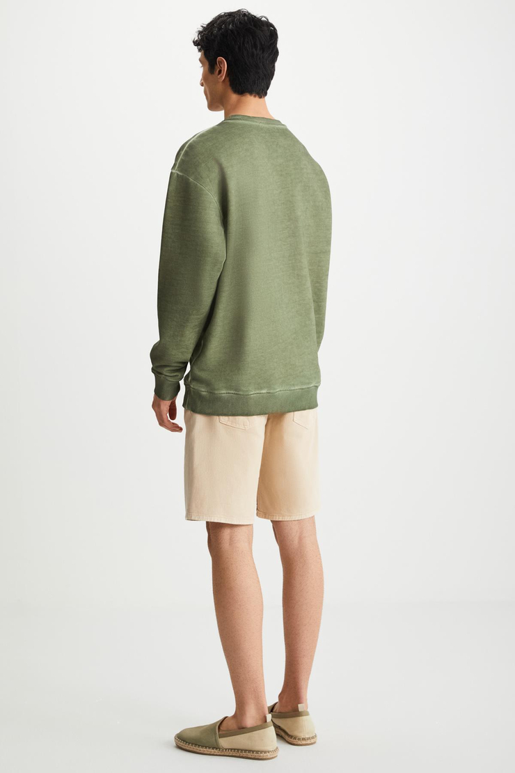 GREGOR Basic Oversize Haki Tekli Sweatshirt