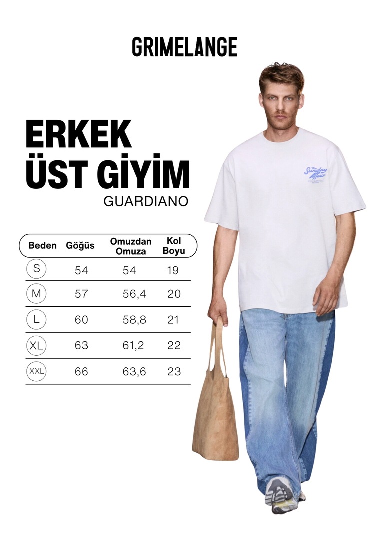 GUARDIANO Erkek %100 Organik Pamuklu Baskı Detaylı Rahat Kalıp Açık Gri T-Shirt