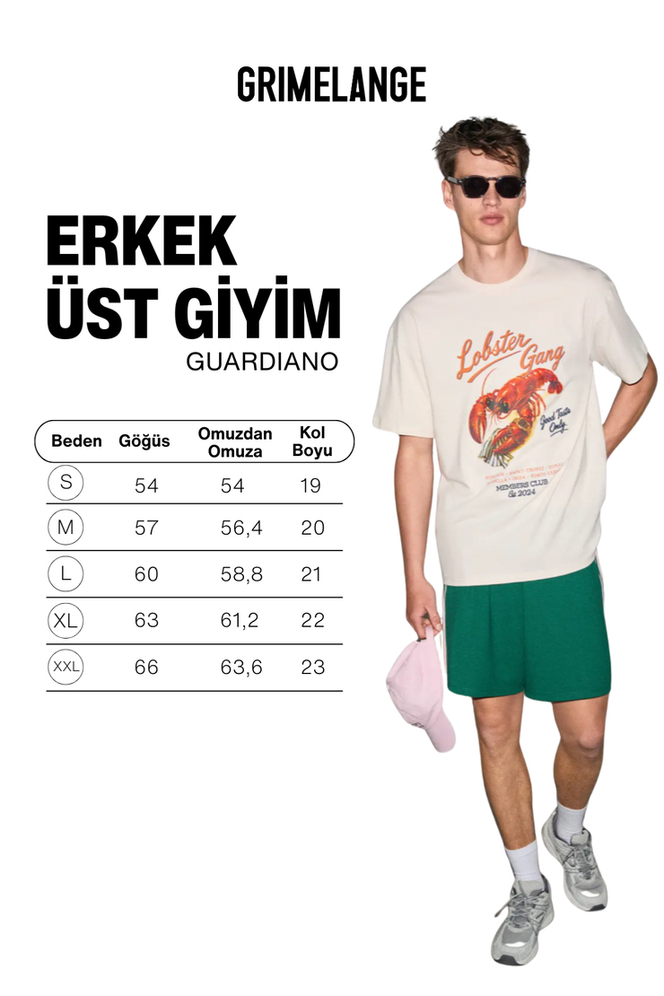 GUARDIANO Erkek %100 Organik Pamuklu Baskı Detaylı Rahat Kalıp Vanilya T-Shirt