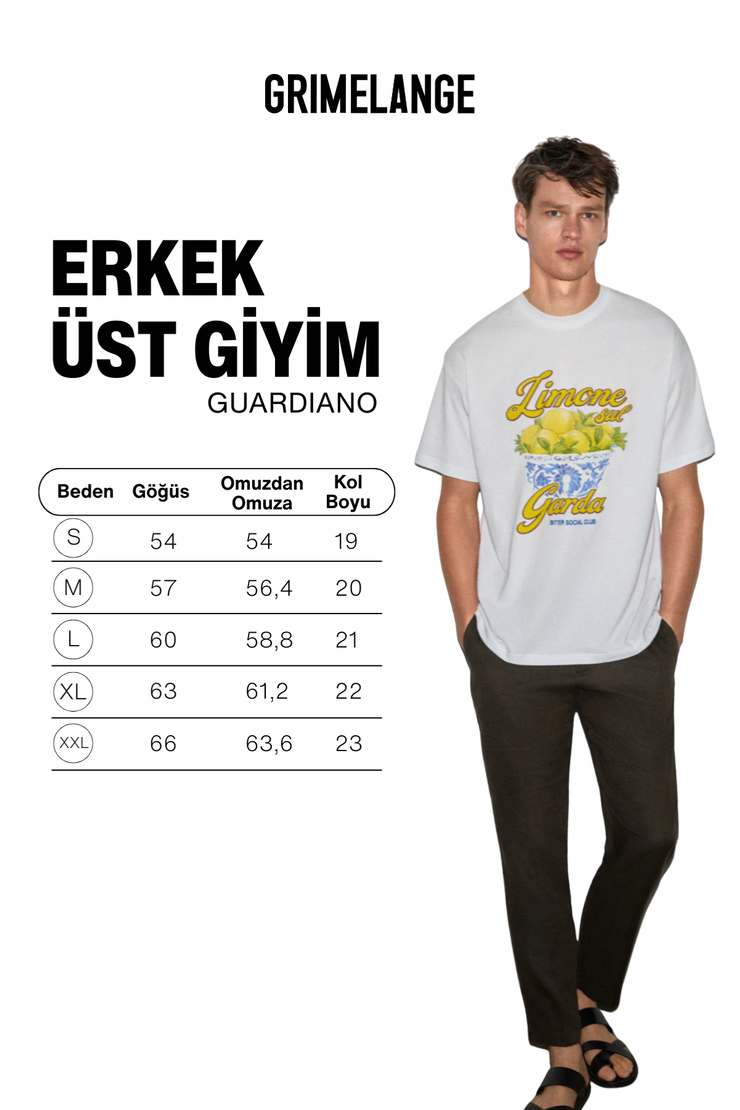 GUARDIANO Erkek %100 Organik Pamuklu Baskı Detaylı Rahat Kalıp Beyaz T-Shirt