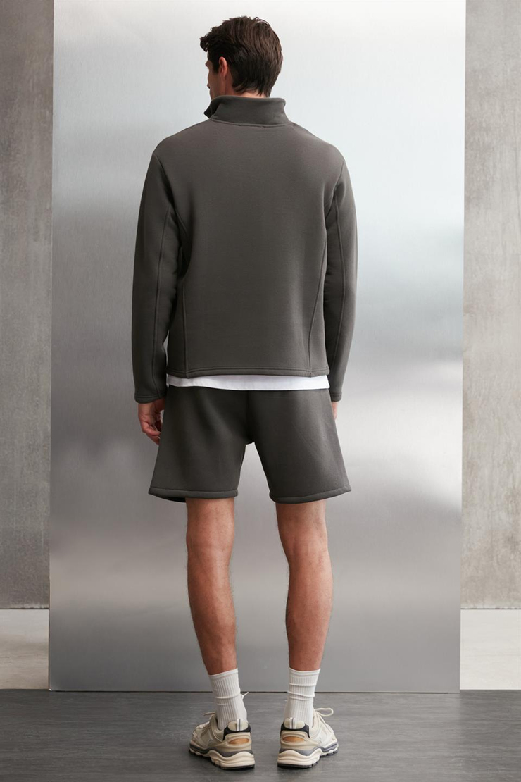 HALDEN Örme Oversize Koyu Gri Tekli Sweatshirt