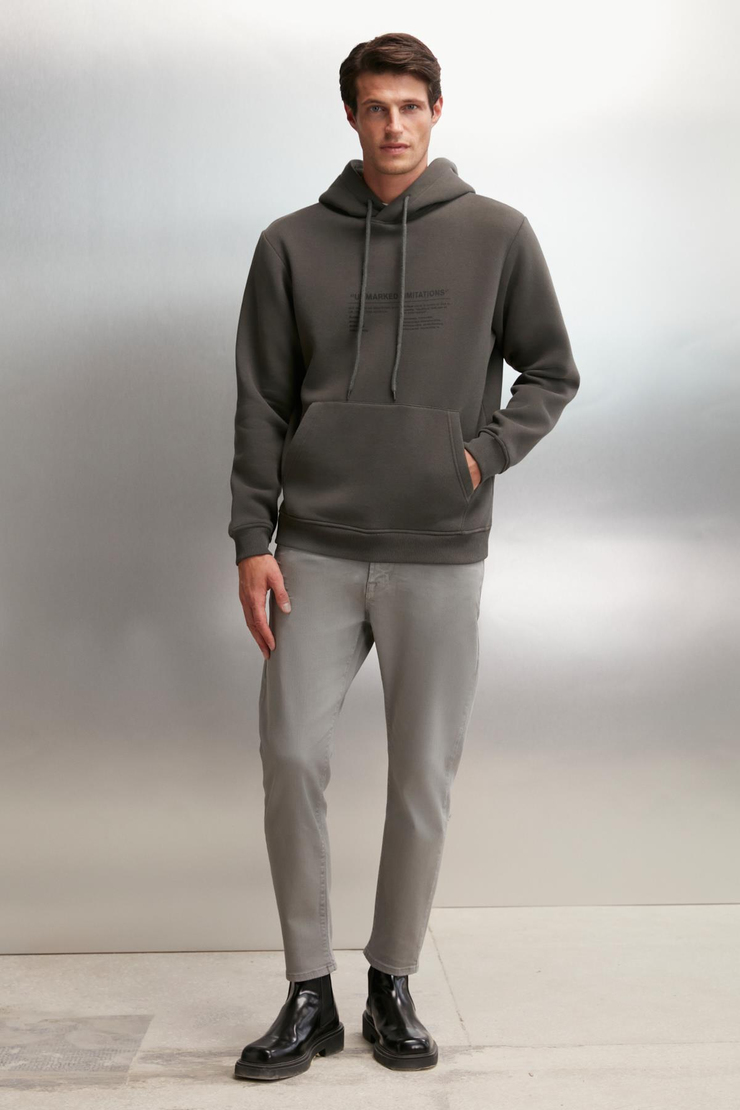HAMILTON  Oversize Koyu Gri Tekli Sweatshirt