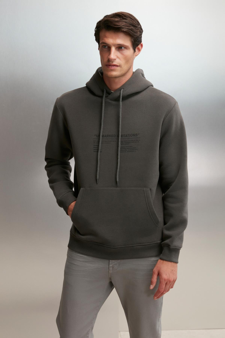 HAMILTON  Oversize Koyu Gri Tekli Sweatshirt