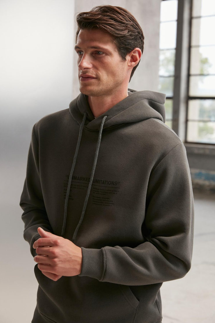 HAMILTON  Oversize Koyu Gri Tekli Sweatshirt