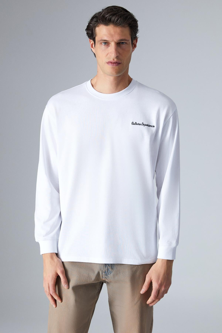 HANDEL Erkek Comfort Fit Uzun Kollu Beyaz T-Shirt