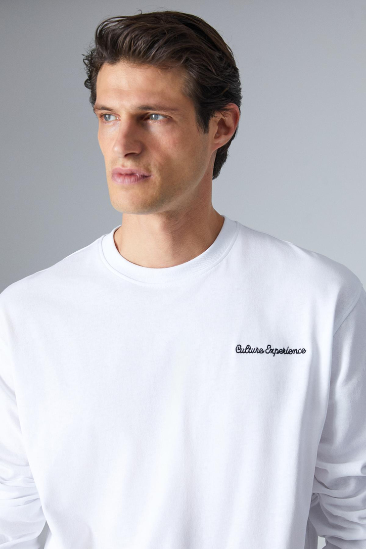 HANDEL Erkek Comfort Fit Uzun Kollu Beyaz T-Shirt