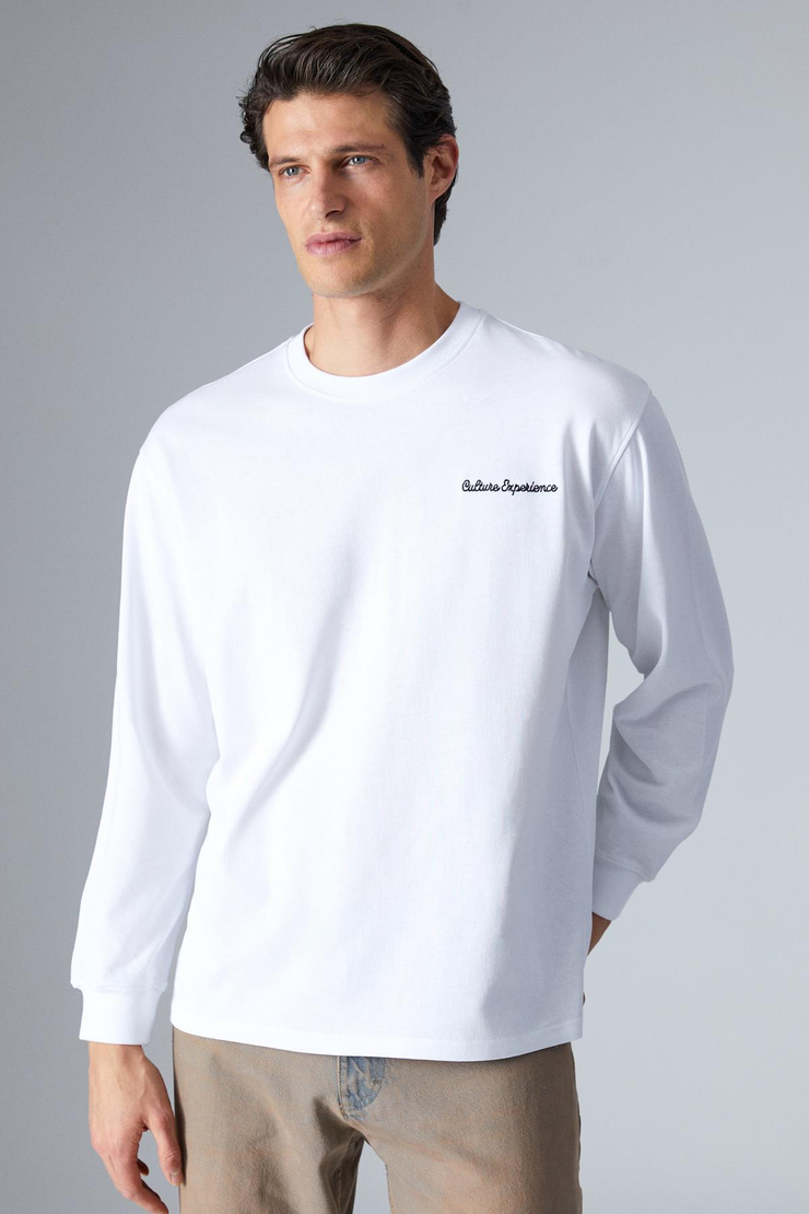 HANDEL Erkek Comfort Fit Uzun Kollu Beyaz T-Shirt