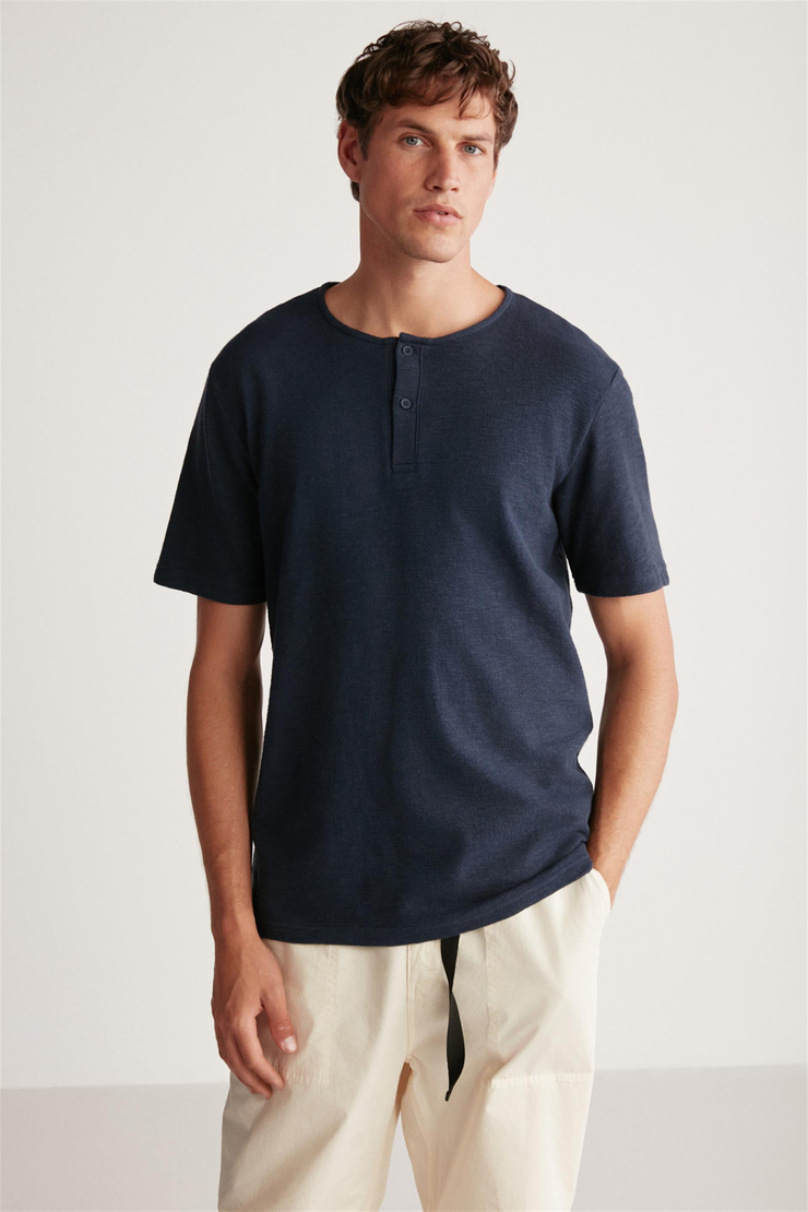HARRY Örme  Lacivert Tekli T-Shirt