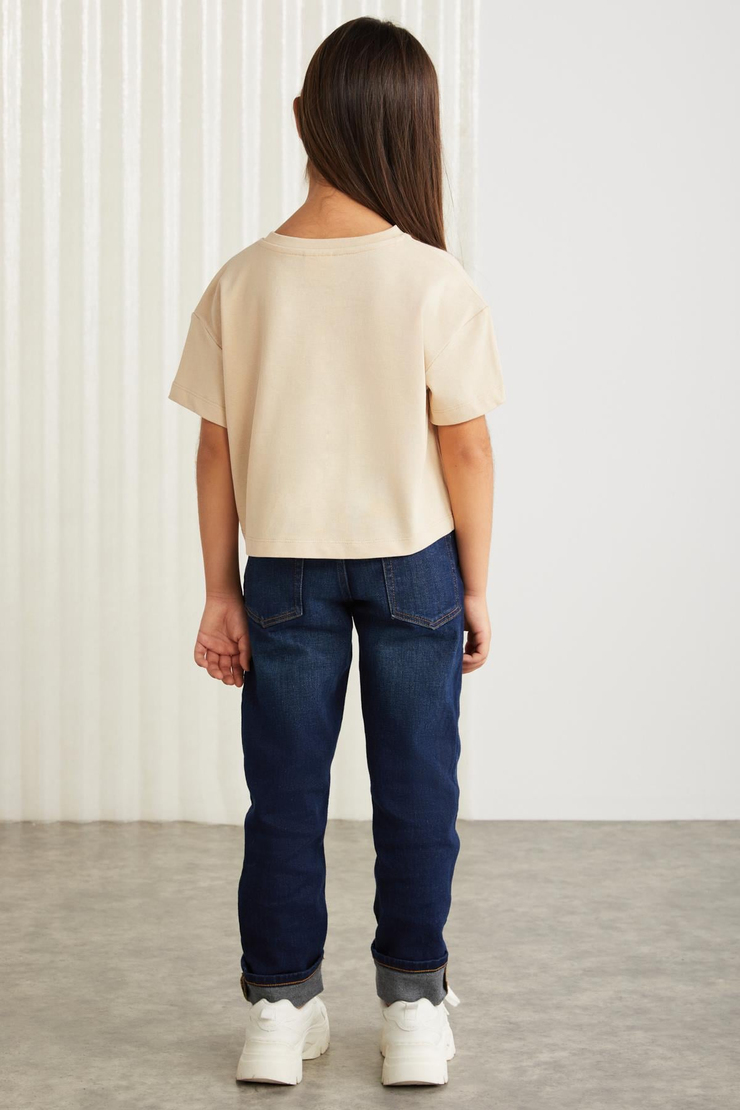 HEIDA  Boxy Bej Tekli T-Shirt