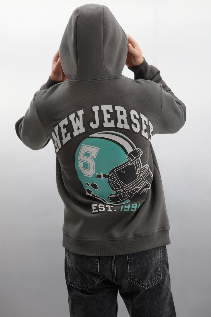 HERALD  Oversize Koyu Gri Tekli Sweatshirt