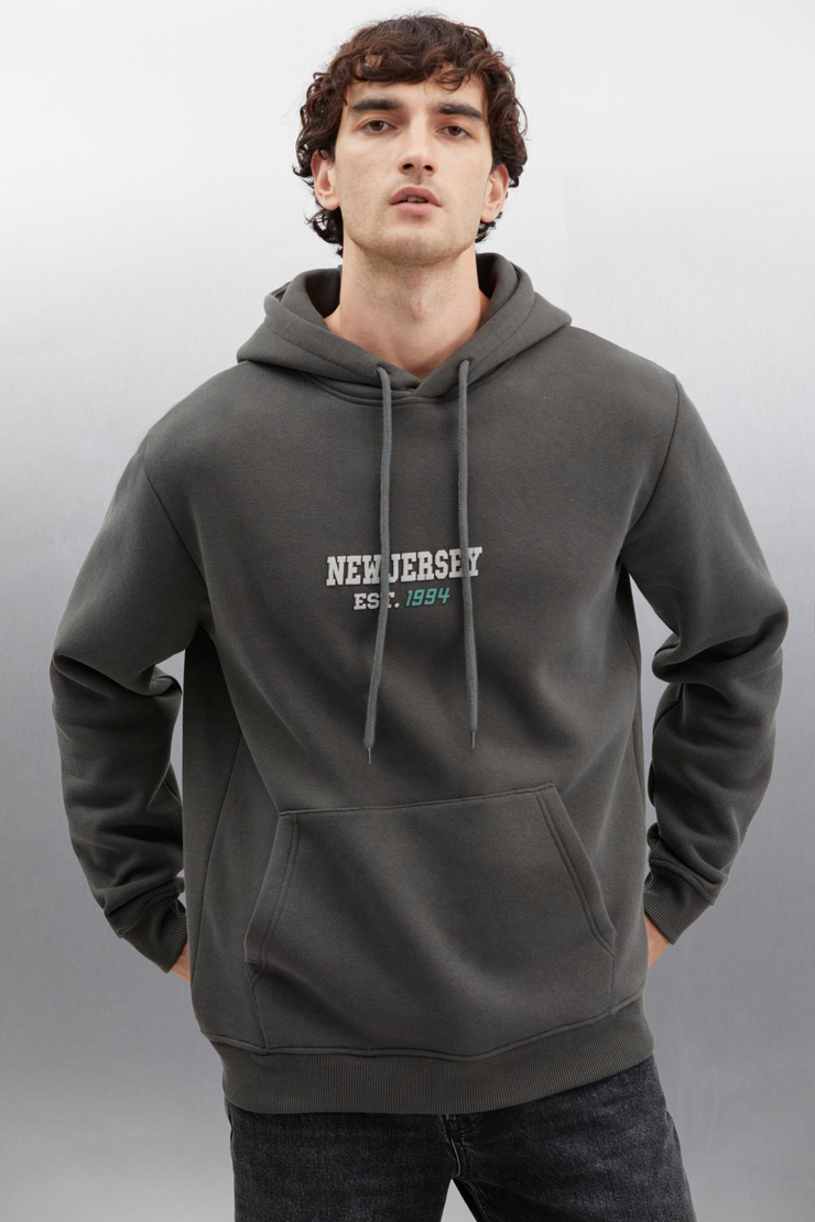 HERALD  Oversize Koyu Gri Tekli Sweatshirt