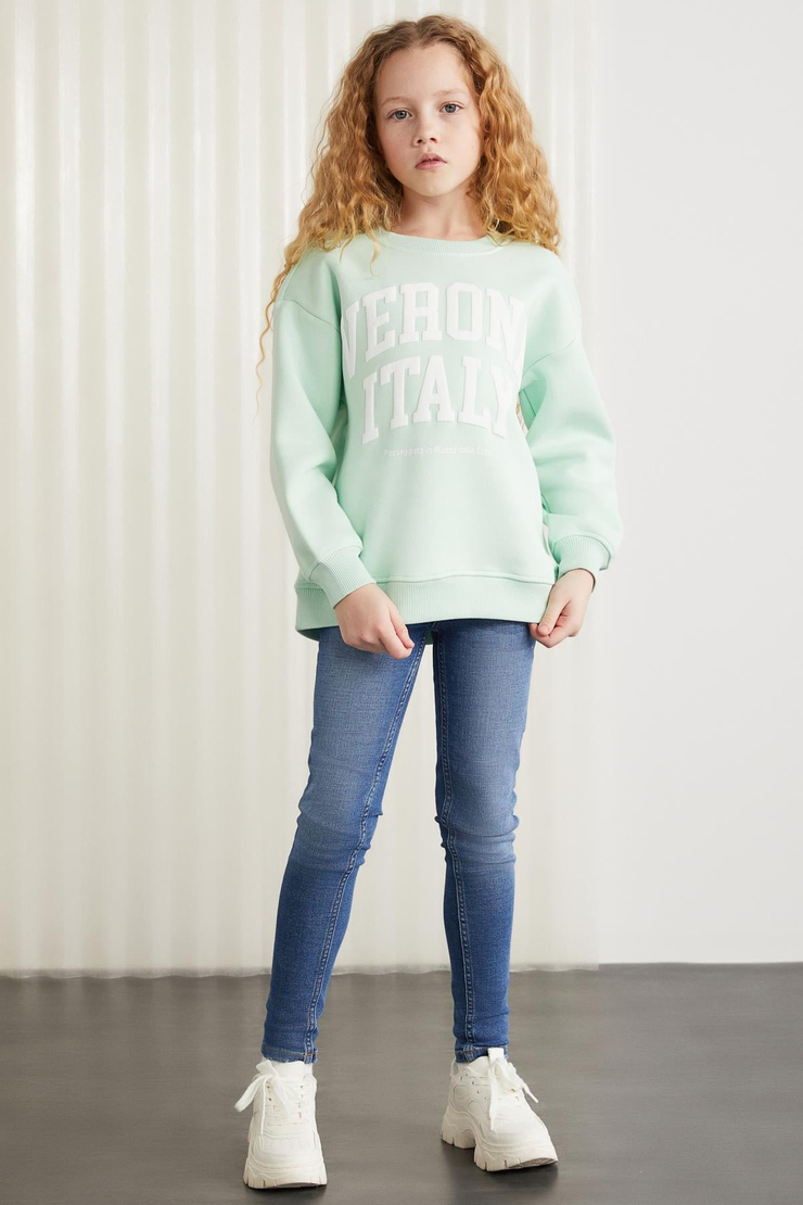 HERMIA  Regular Mint Yeşil Tekli Sweatshirt