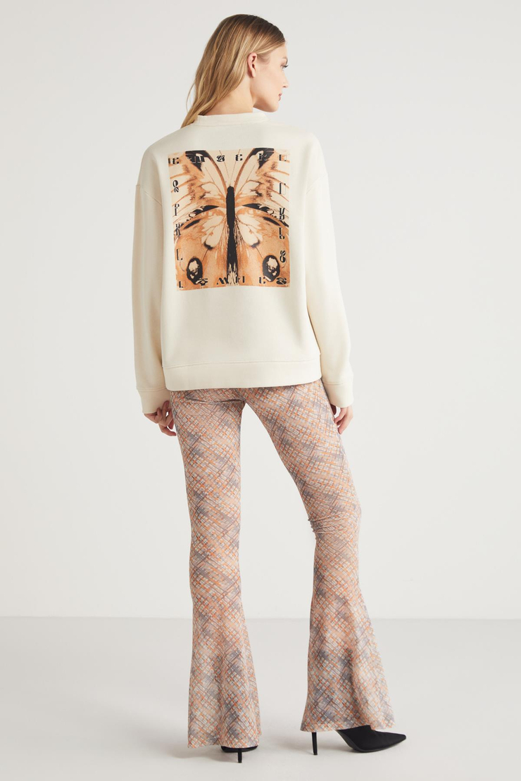 HETTY  Relaxed Ekru Tekli Sweatshirt