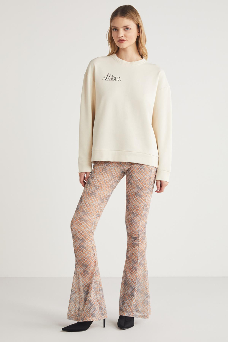 HETTY  Relaxed Ekru Tekli Sweatshirt