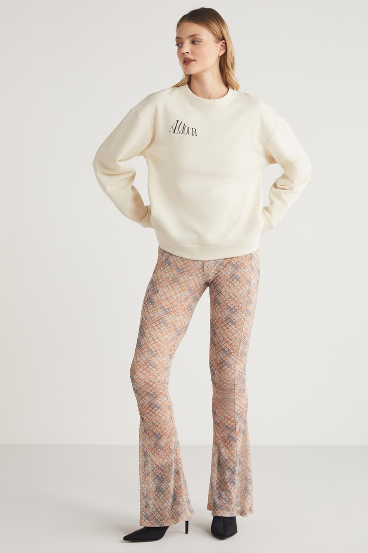 HETTY  Relaxed Ekru Tekli Sweatshirt