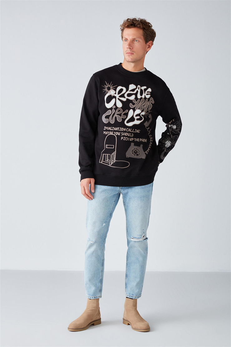 HOLD Örme Relaxed Siyah  Sweatshirt