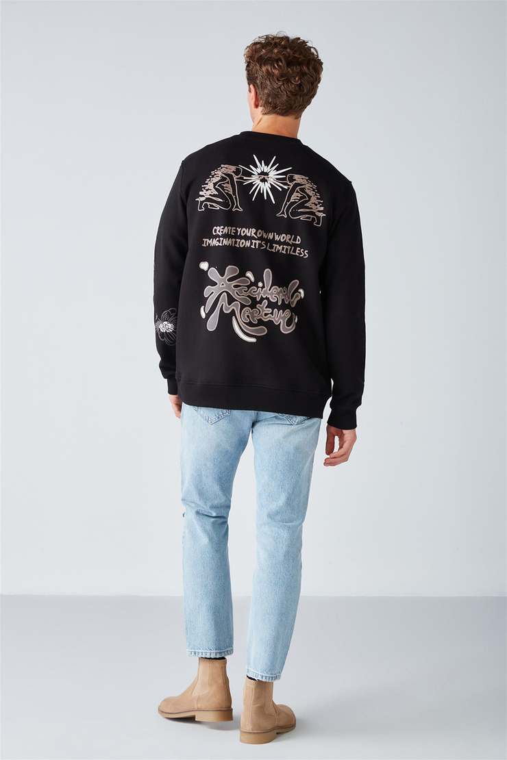 HOLD Örme Relaxed Siyah  Sweatshirt