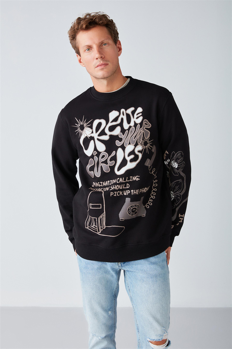 HOLD Örme Relaxed Siyah  Sweatshirt